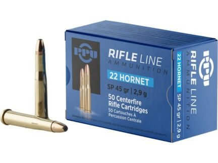 PPU 22 Hornet 45 Grain Soft Point – 50 Rounds